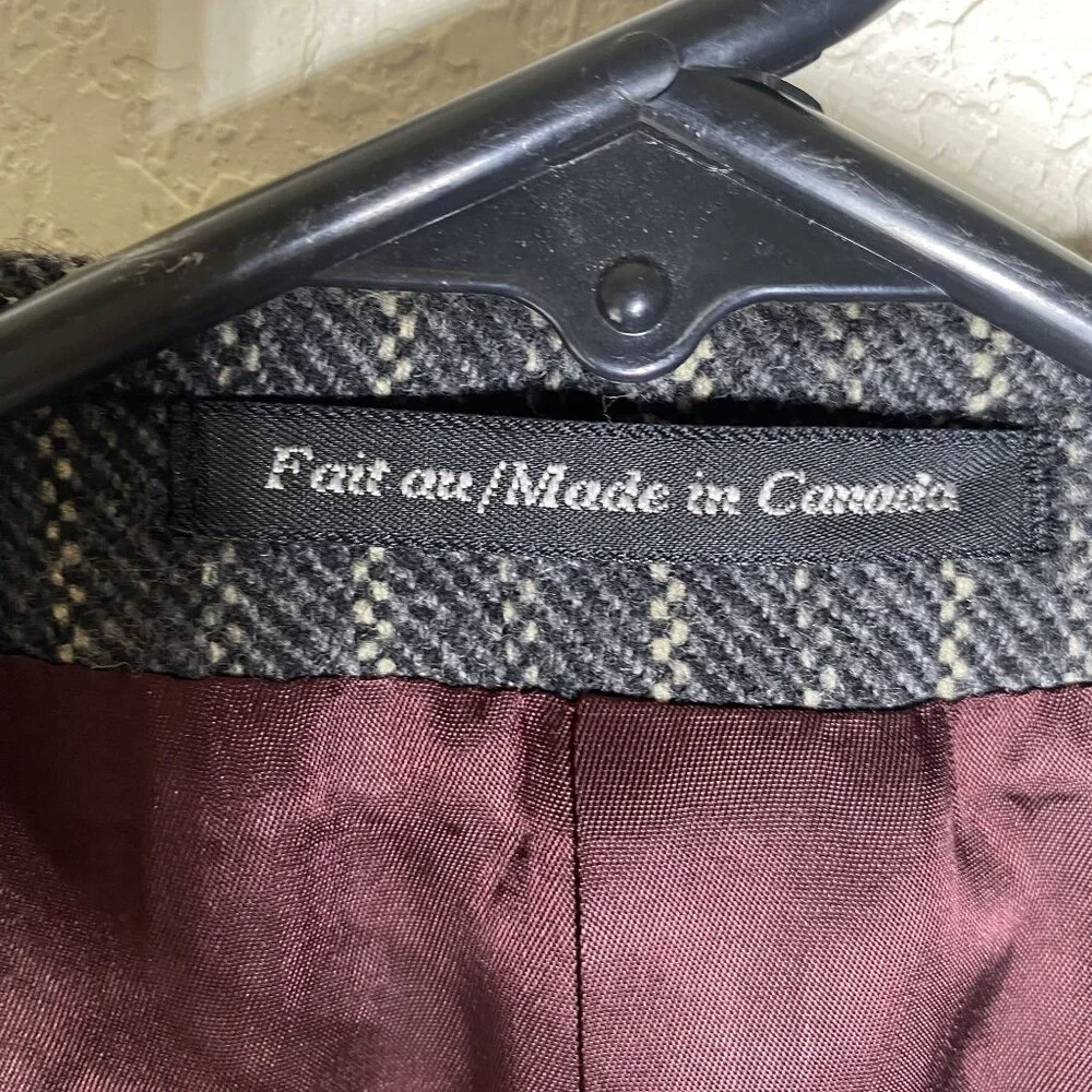 S. Cohen Prestige Cashmere Wool Blend Varsity Blazer Jacket 44 Tall Gray Pinstri